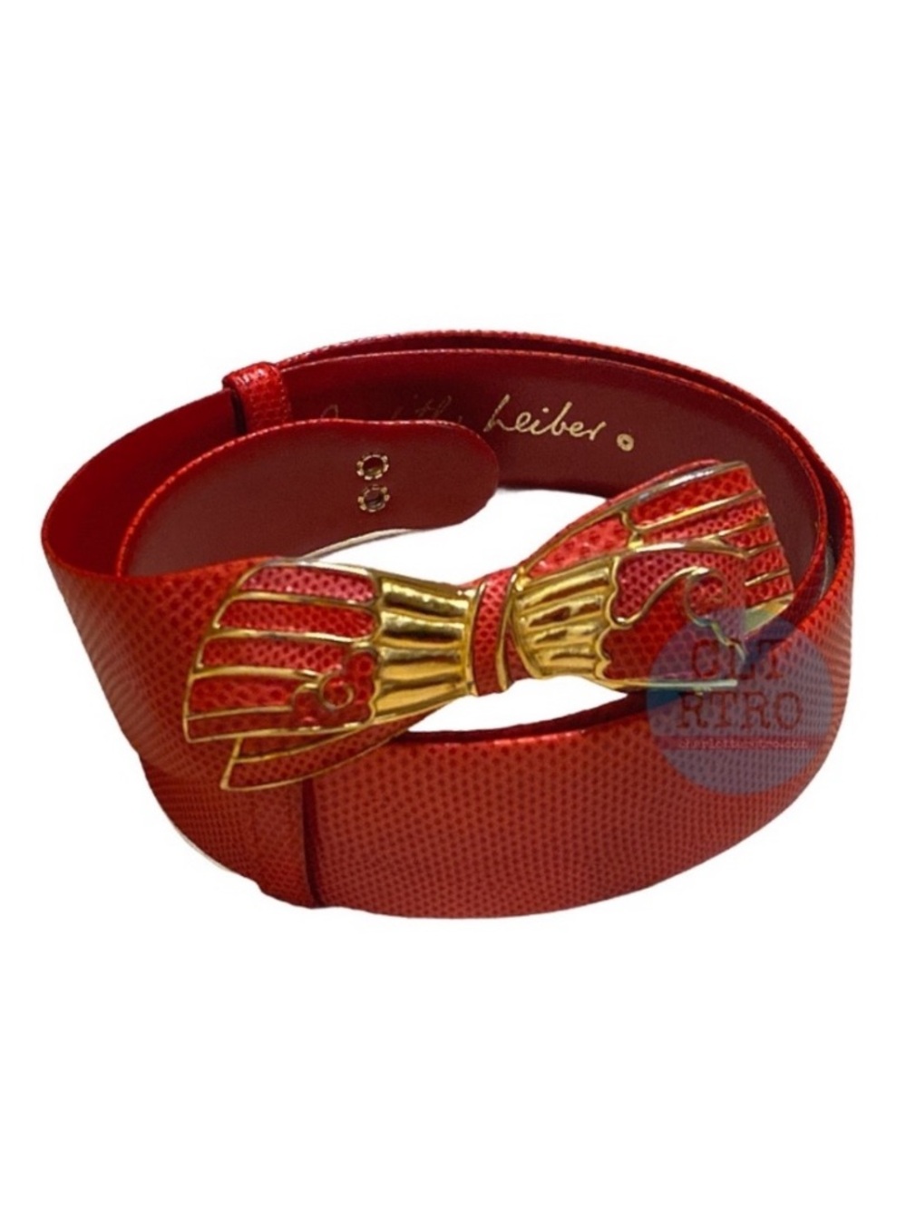 vtg Judith Leiber • Red Karung Bow Belt